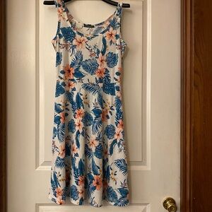 Fensace Floral Sleeveless Dress - Teal Blue and Pink, Size M